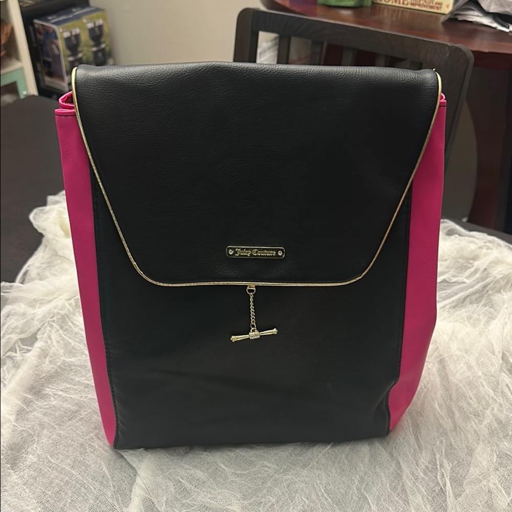 Juicy Couture Black and Pink Backpack with Modern Design